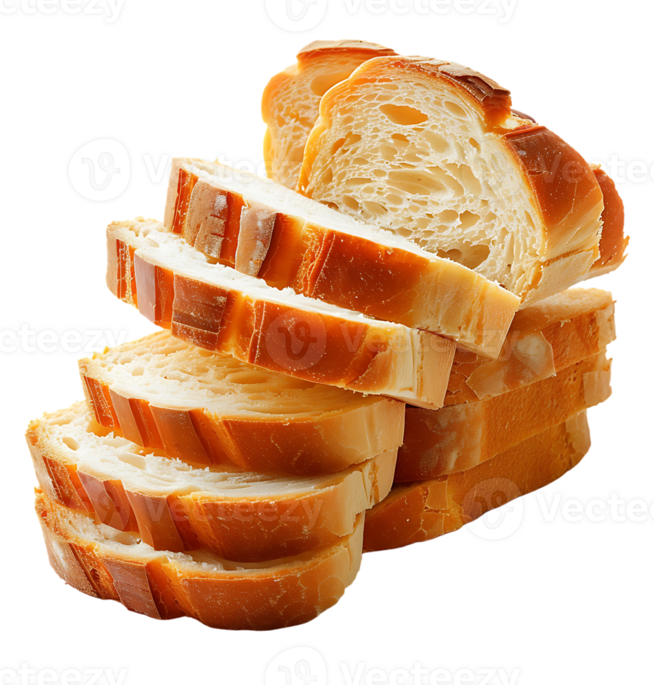 Sliced bread displayed on isolated transparent background png