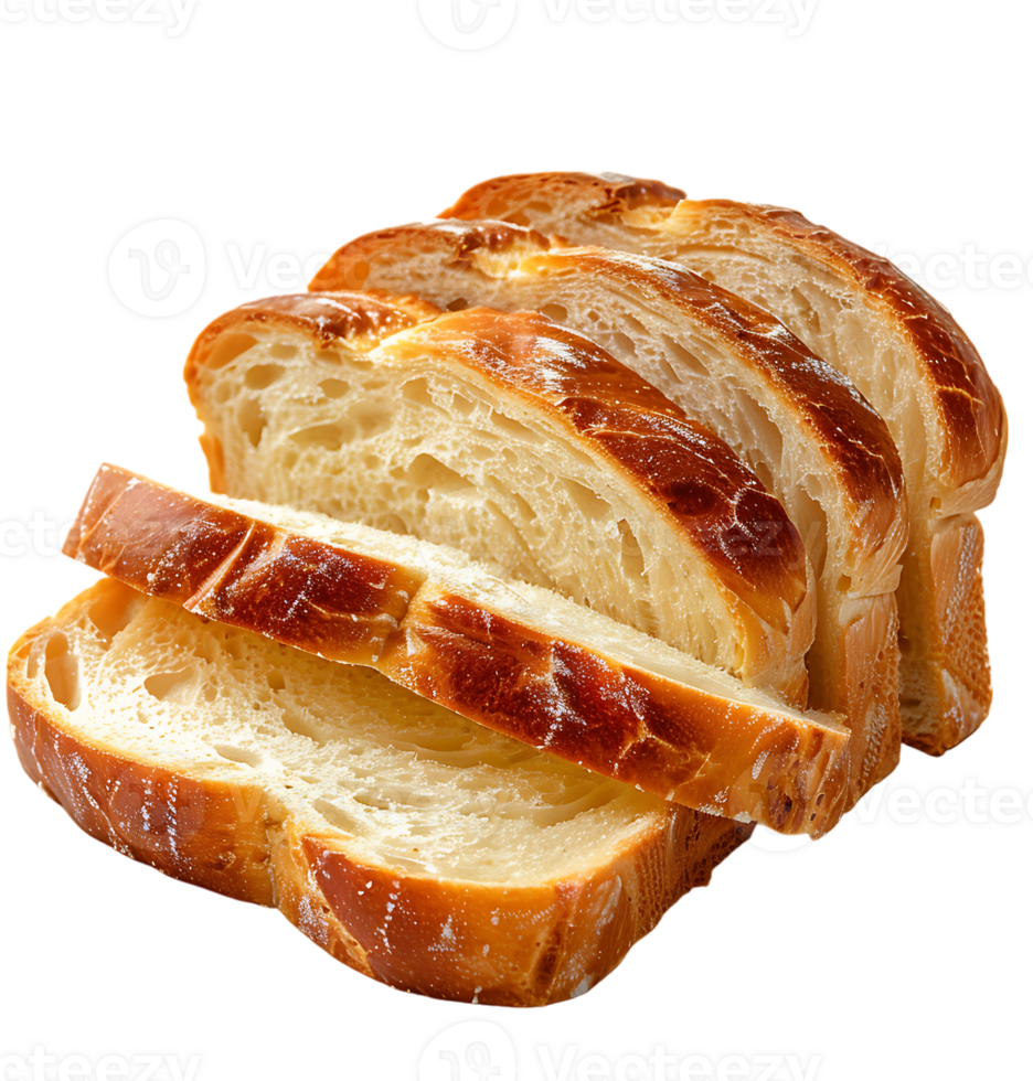 Sliced bread displayed on isolated transparent background png