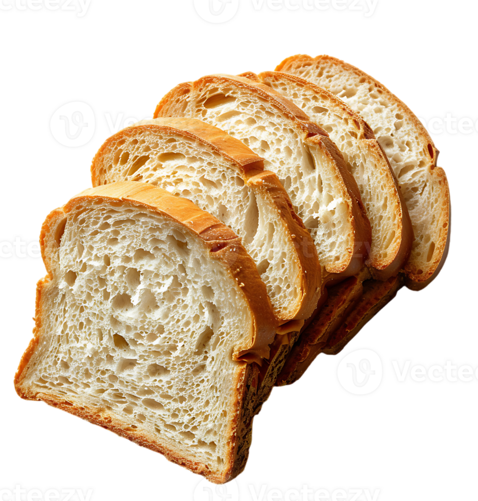 Sliced bread displayed on isolated transparent background png