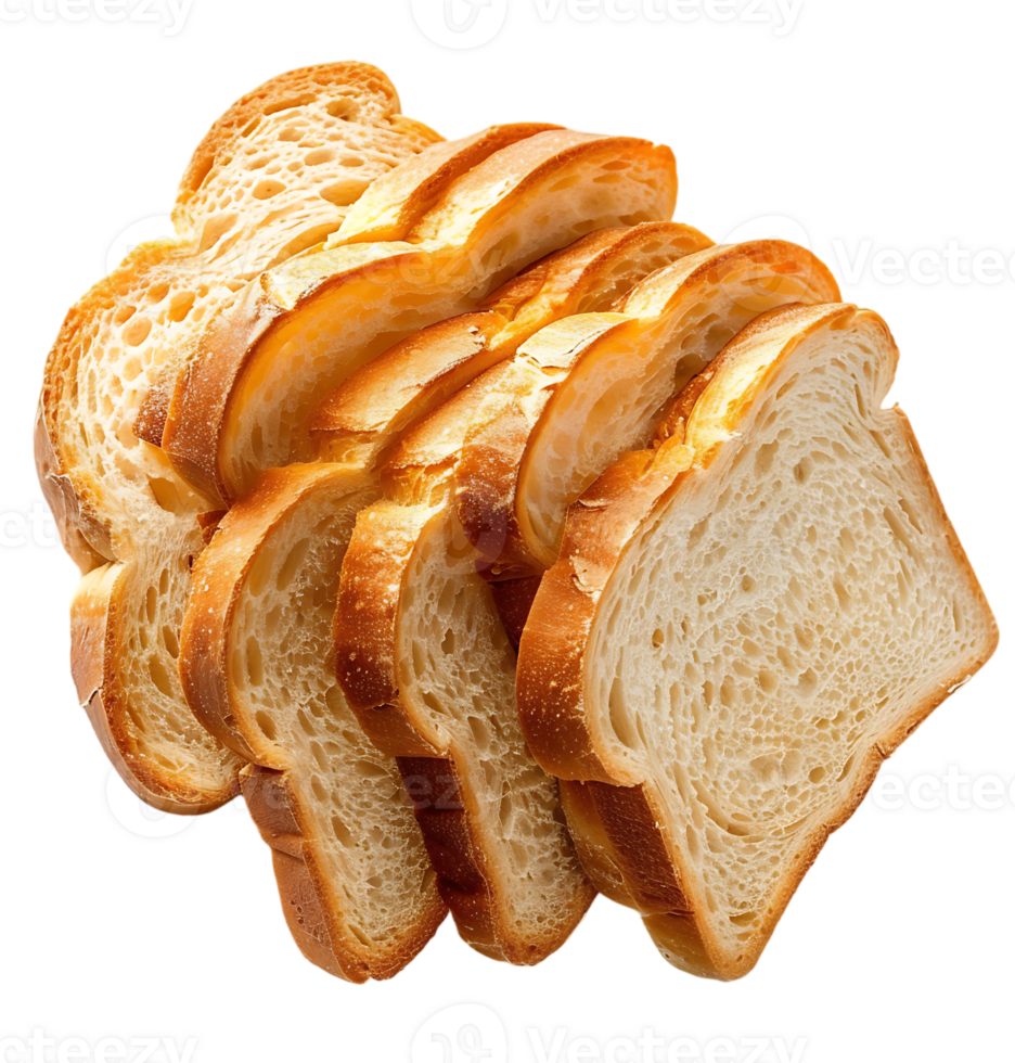 Sliced bread displayed on isolated transparent background png