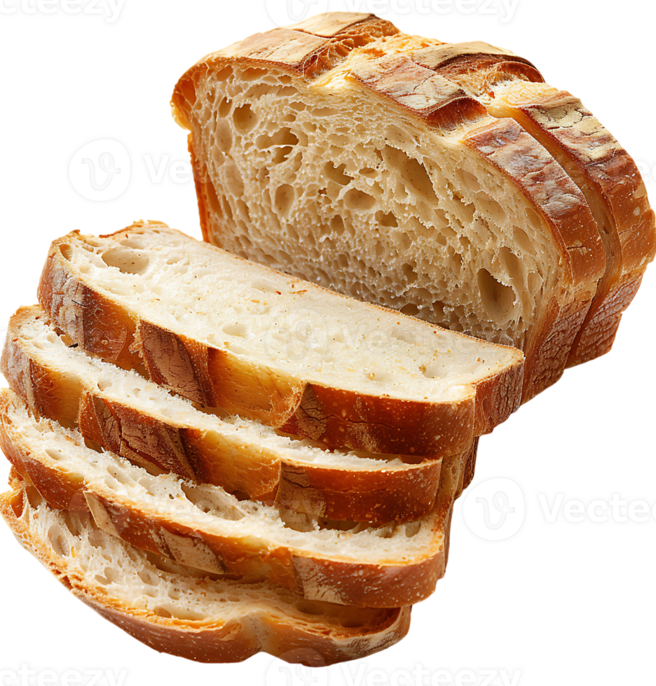 Sliced bread displayed on isolated transparent background png