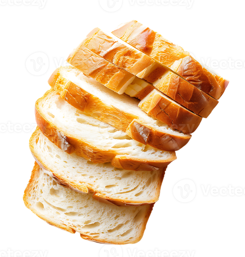 Sliced bread displayed on isolated transparent background png