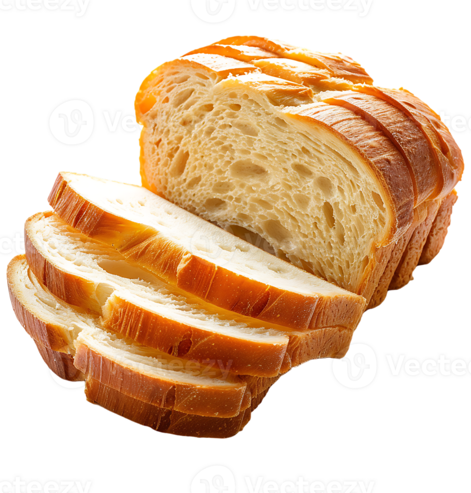 Sliced bread displayed on isolated transparent background png