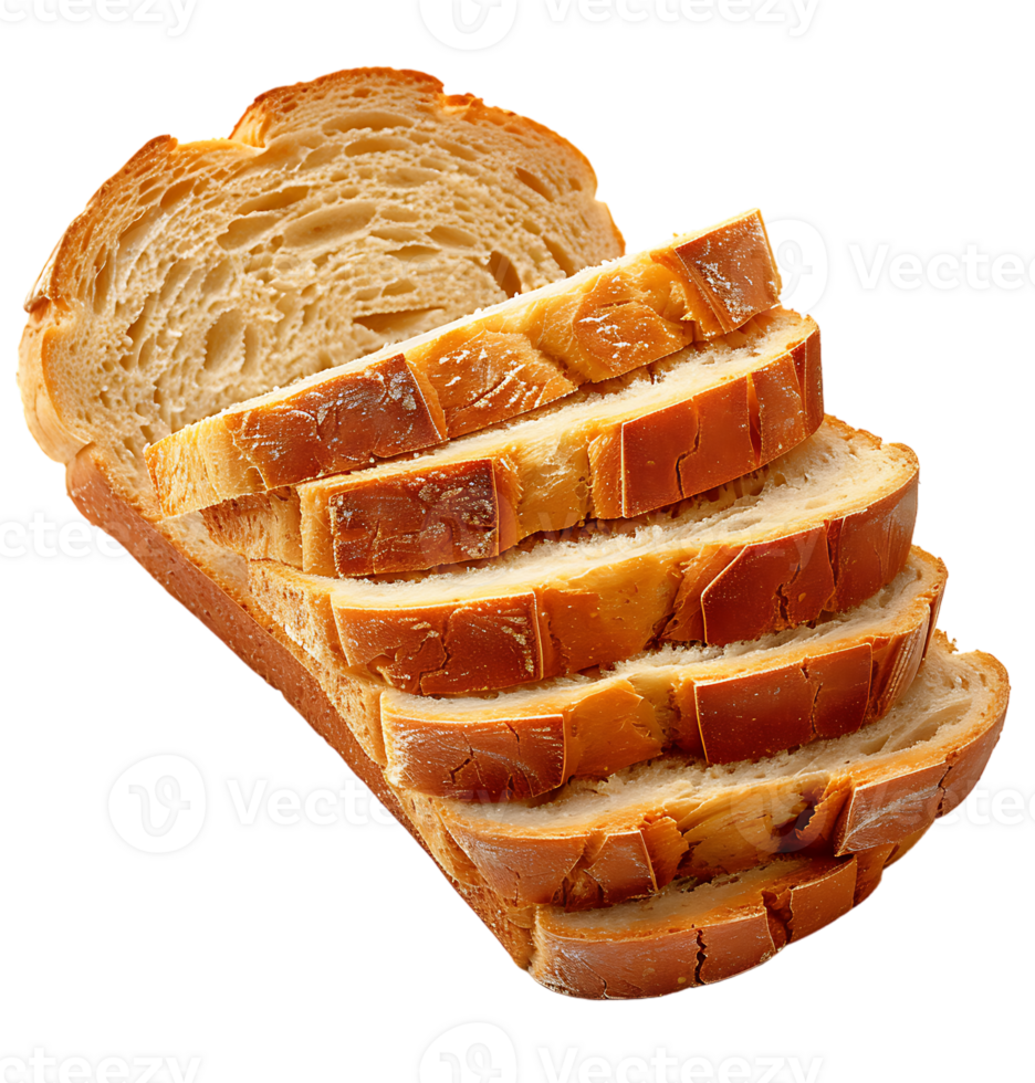 Sliced bread displayed on isolated transparent background png