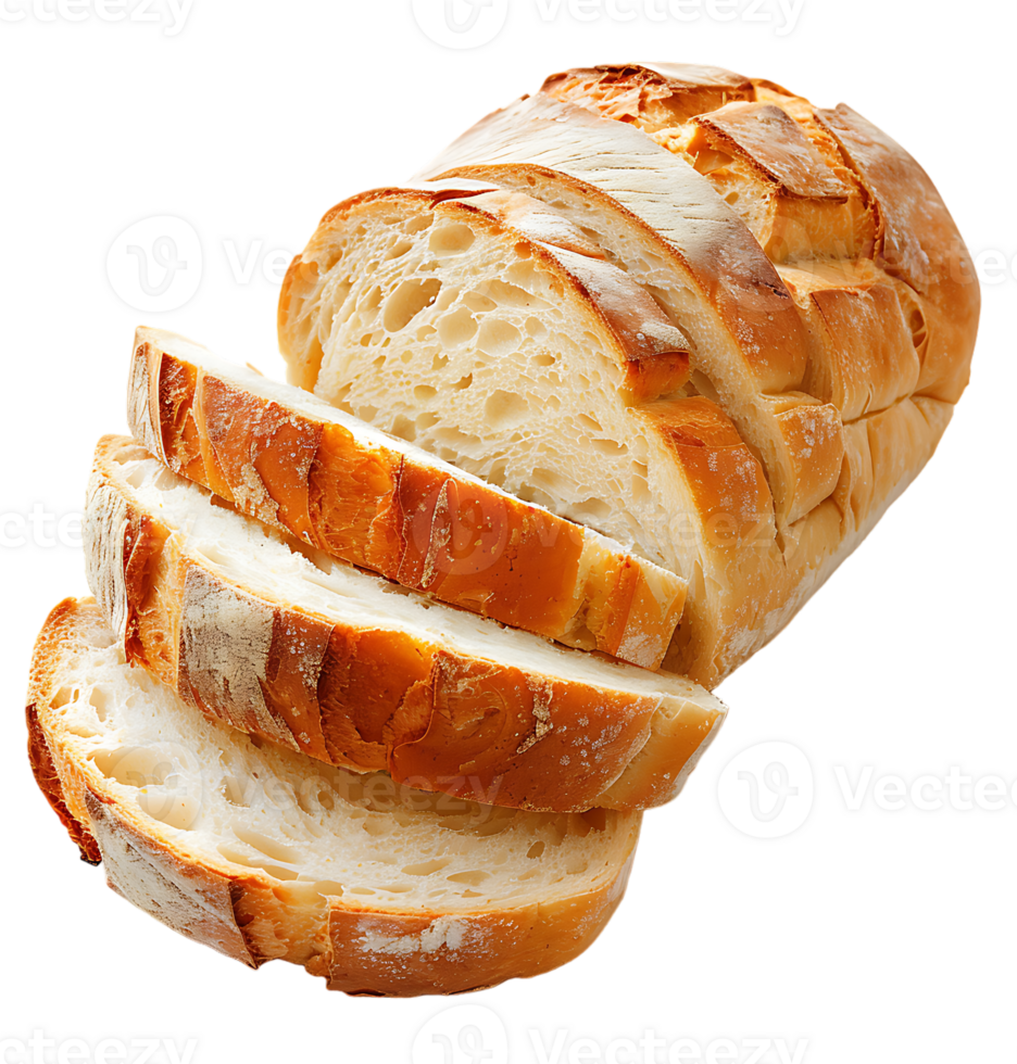 Sliced bread displayed on isolated transparent background png