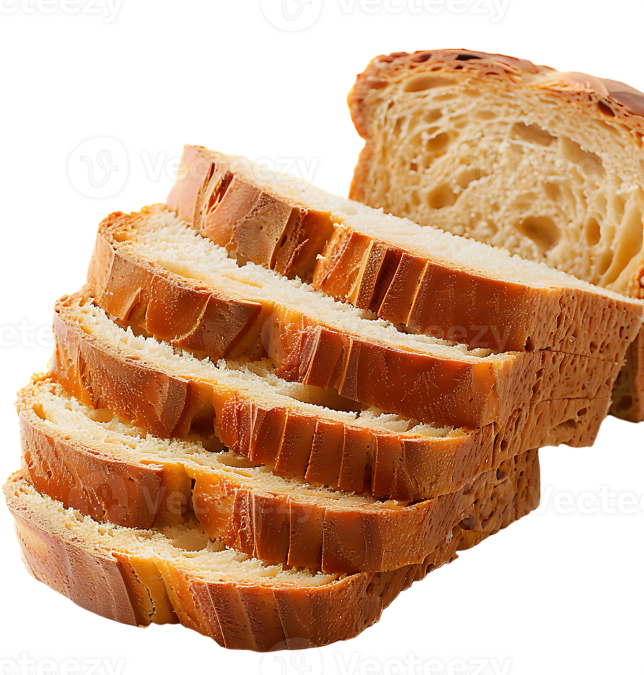 Sliced bread displayed on isolated transparent background png