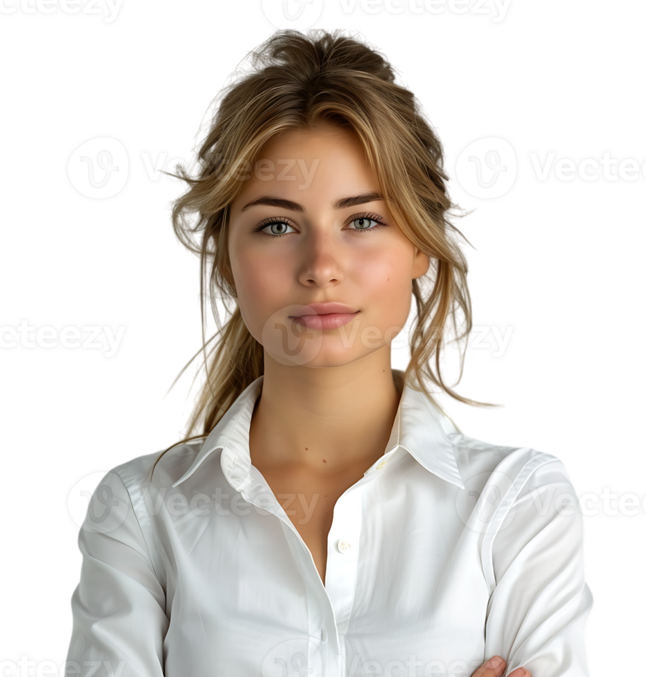 Business woman in a white shirt on isolated transparent background png