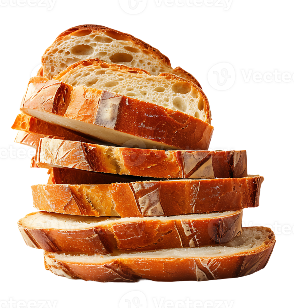 Sliced bread displayed on isolated transparent background png