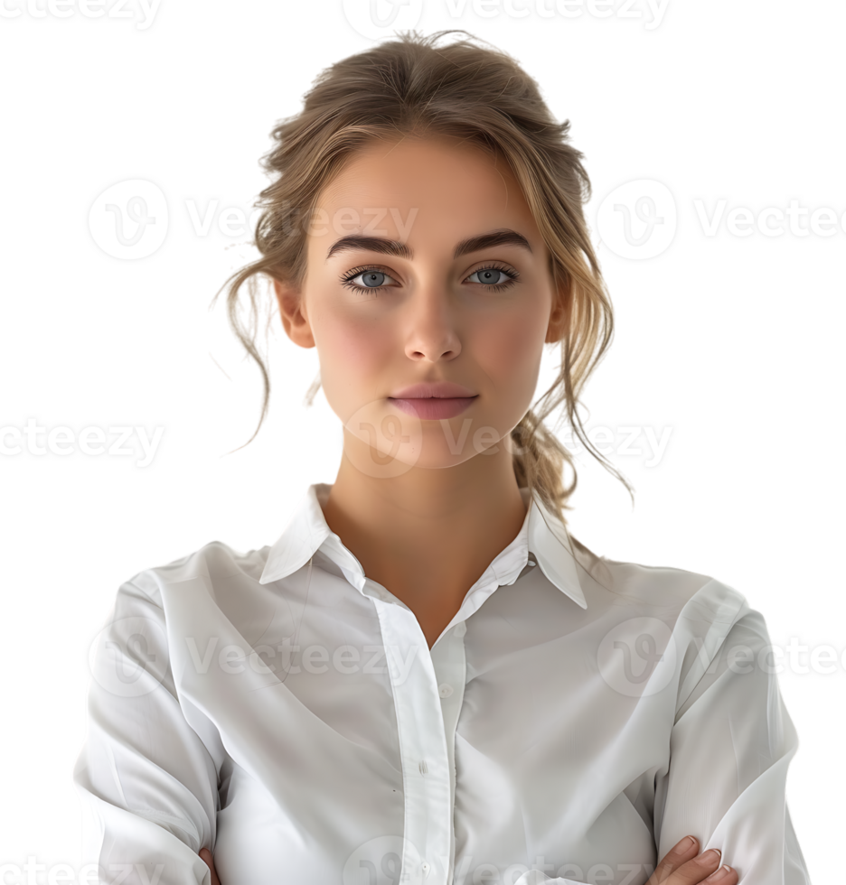 Business woman in a white shirt on isolated transparent background png