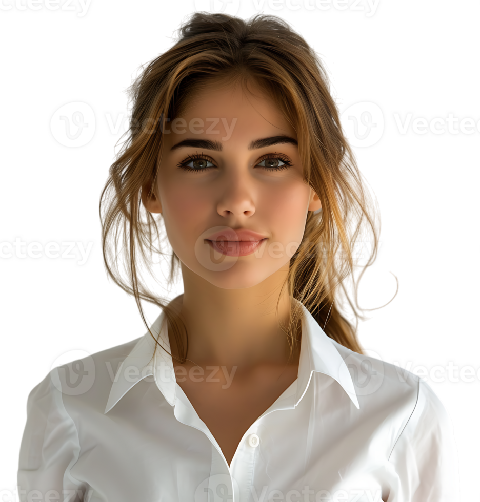 Business woman in a white shirt on isolated transparent background png