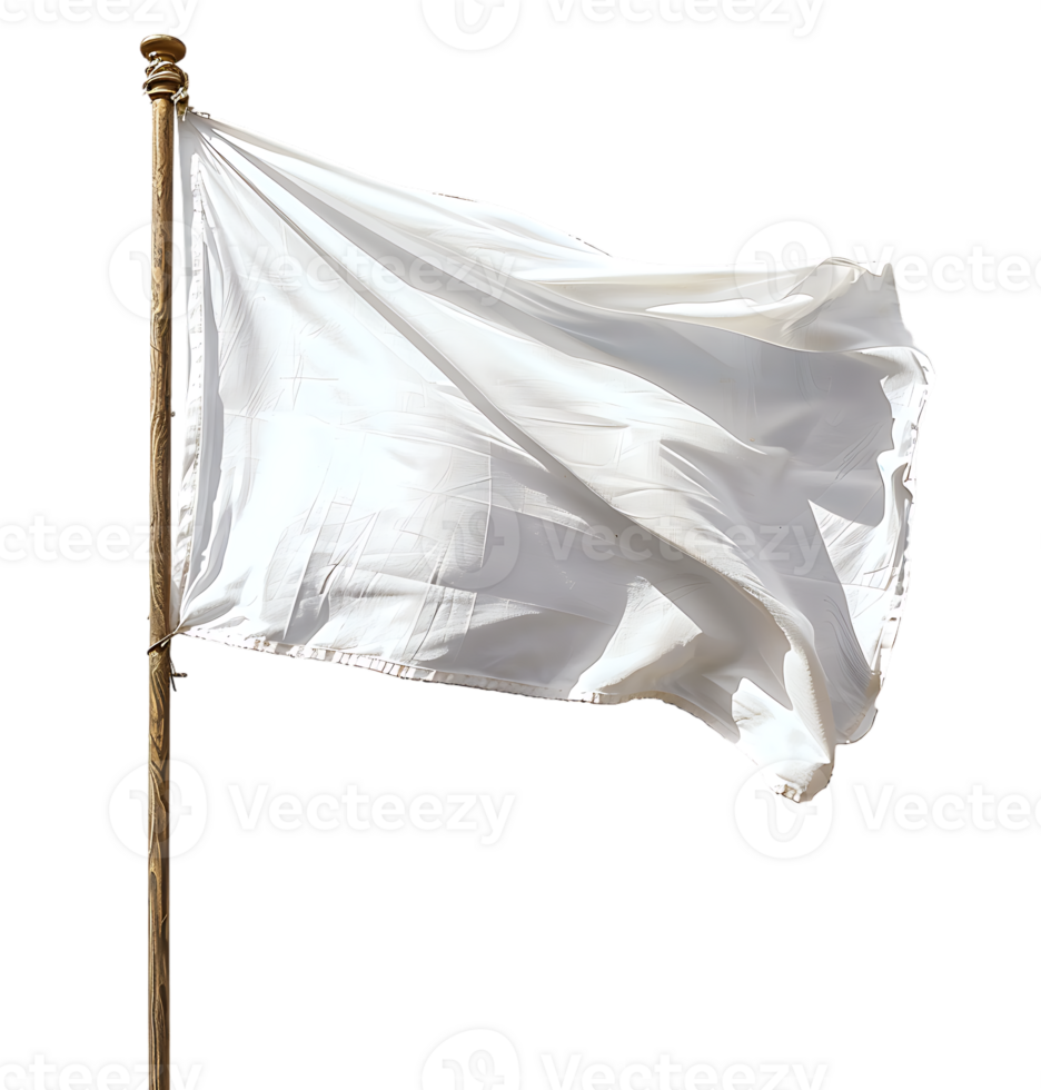 White flag on pole on isolated transparent background png