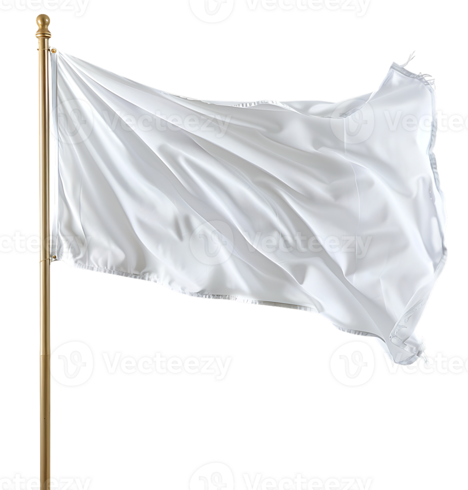 White flag on pole on isolated transparent background png