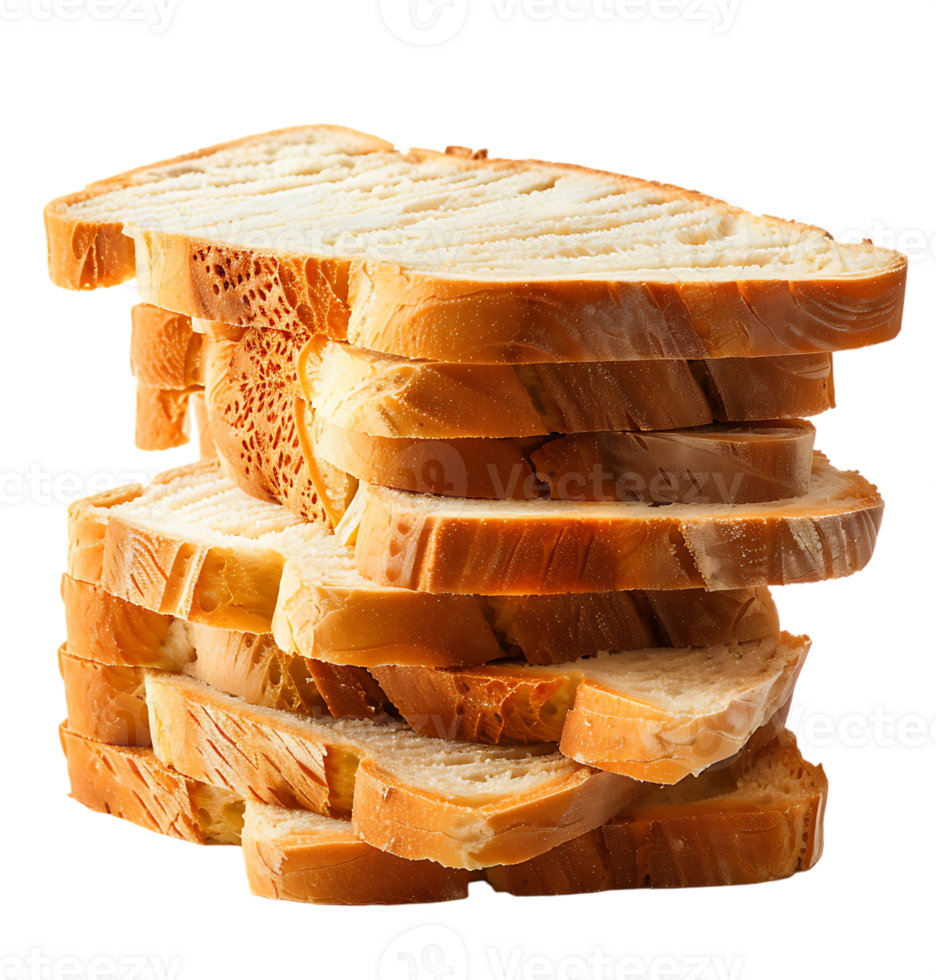 Sliced bread displayed on isolated transparent background png