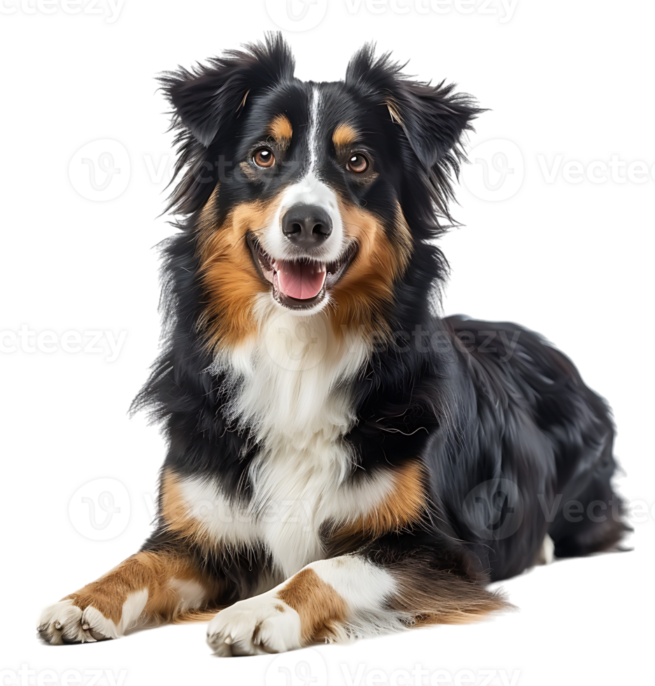 Australian shepherd dog in full length portrait on isolated transparent background png