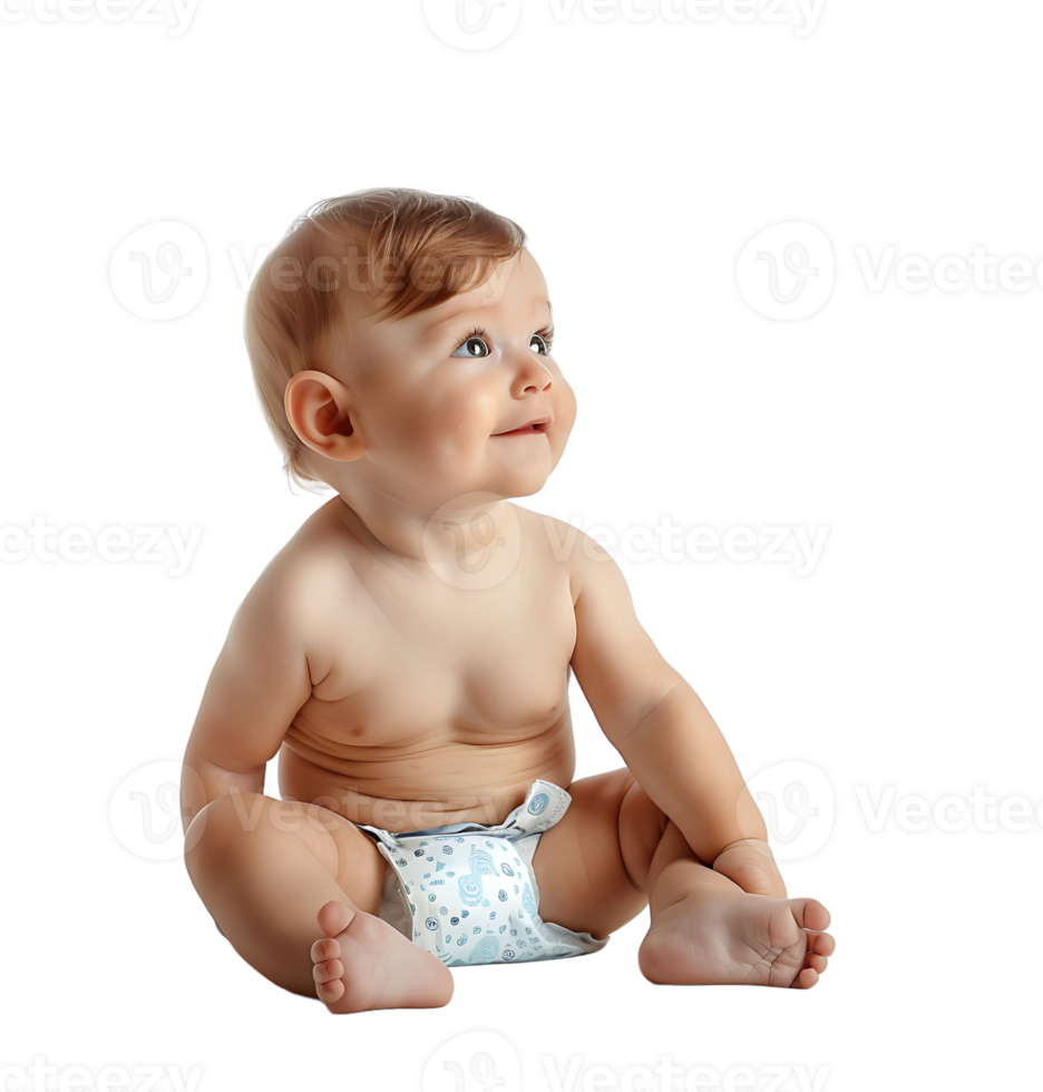 cute baby in Nappy on isolated transparent background png
