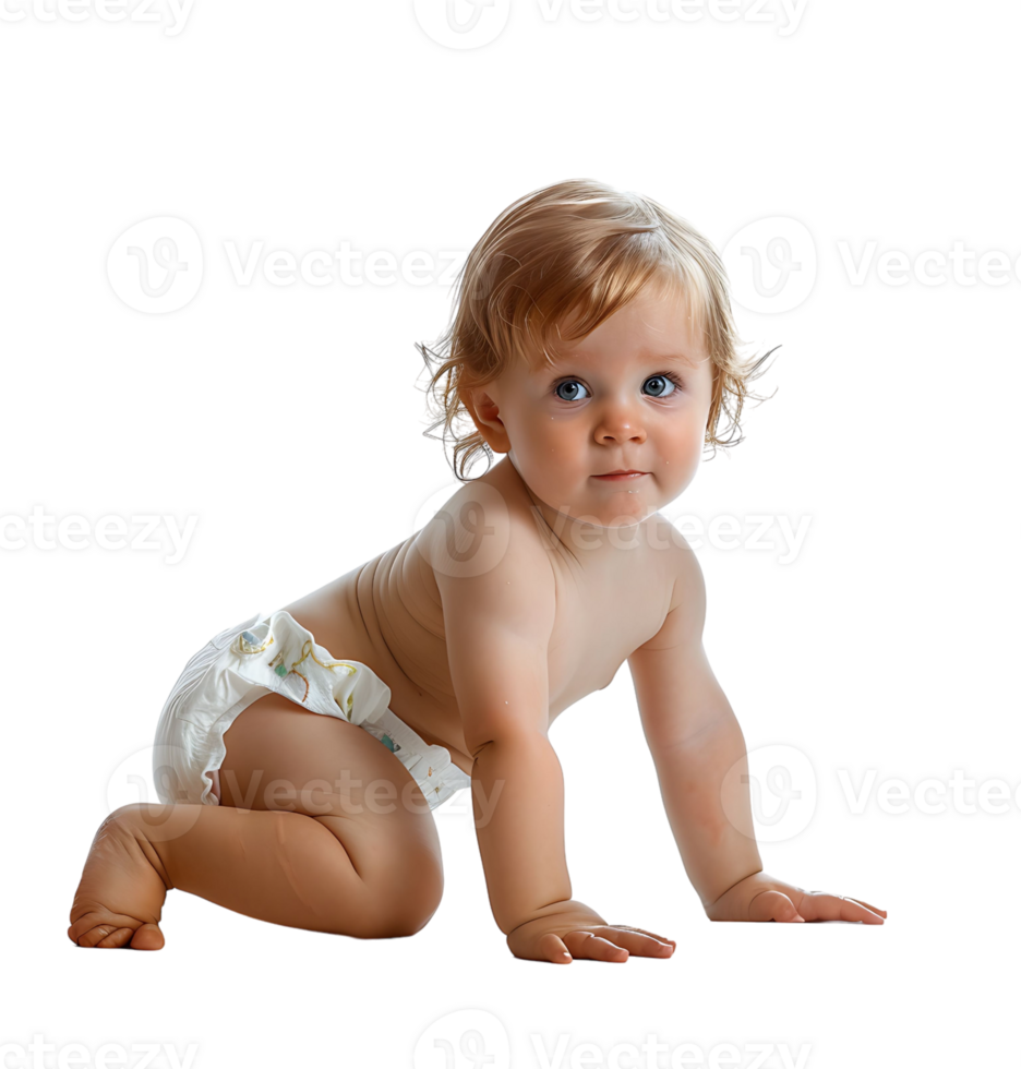 cute baby in Nappy on isolated transparent background png