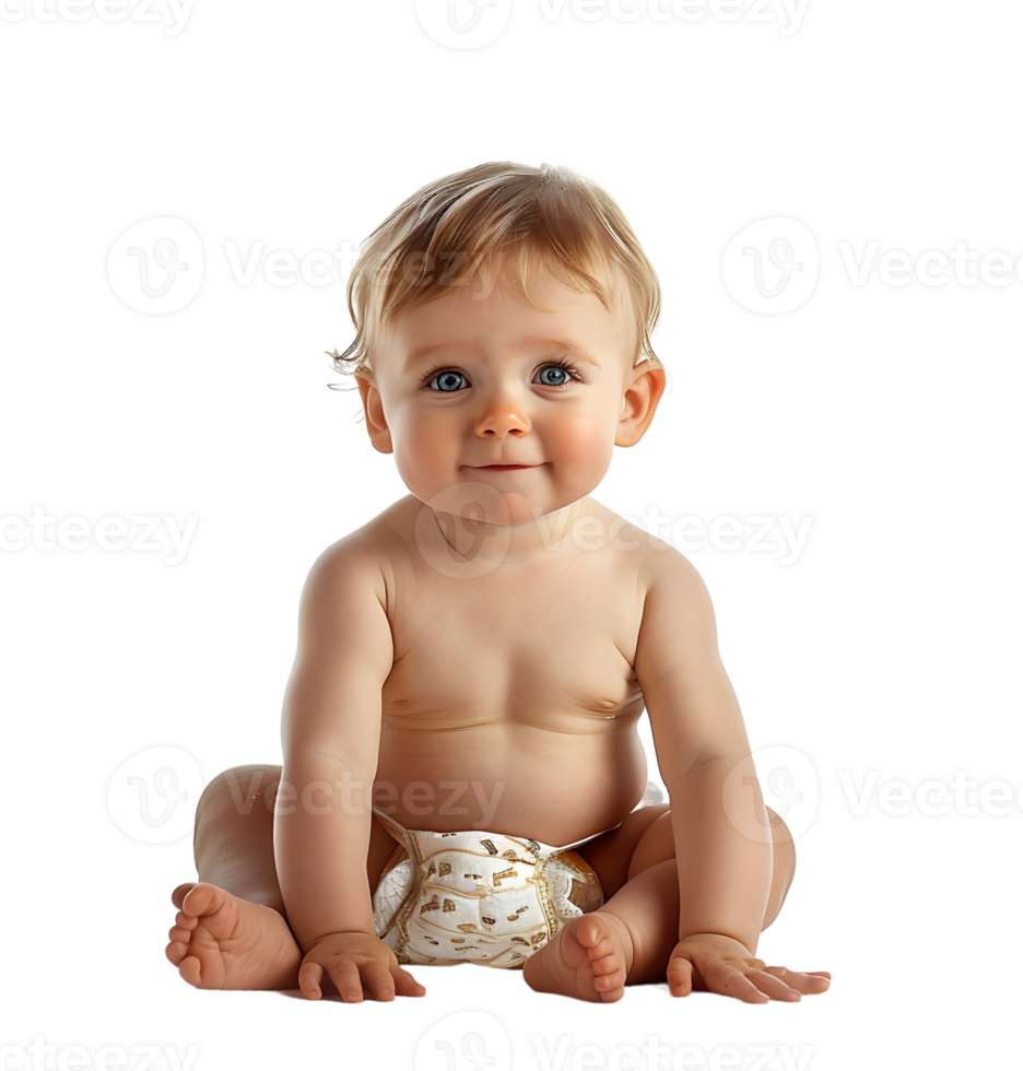 cute baby in Nappy on isolated transparent background png