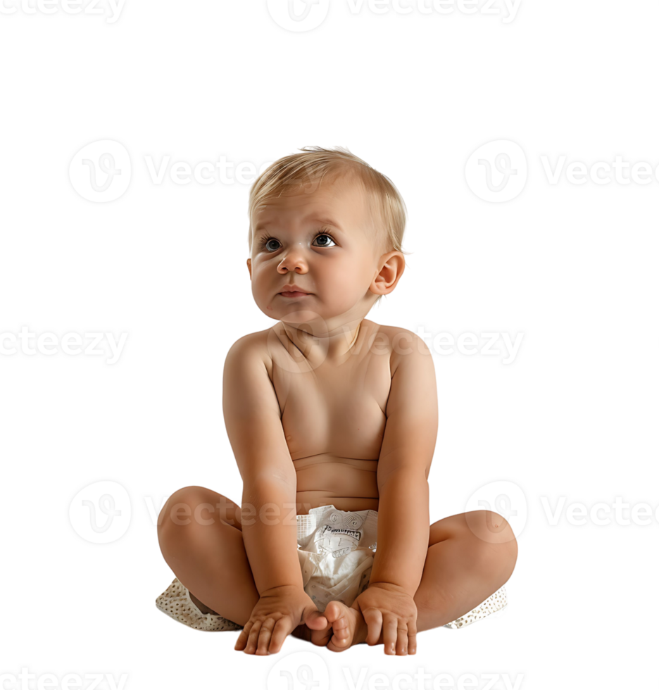 cute baby in Nappy on isolated transparent background png