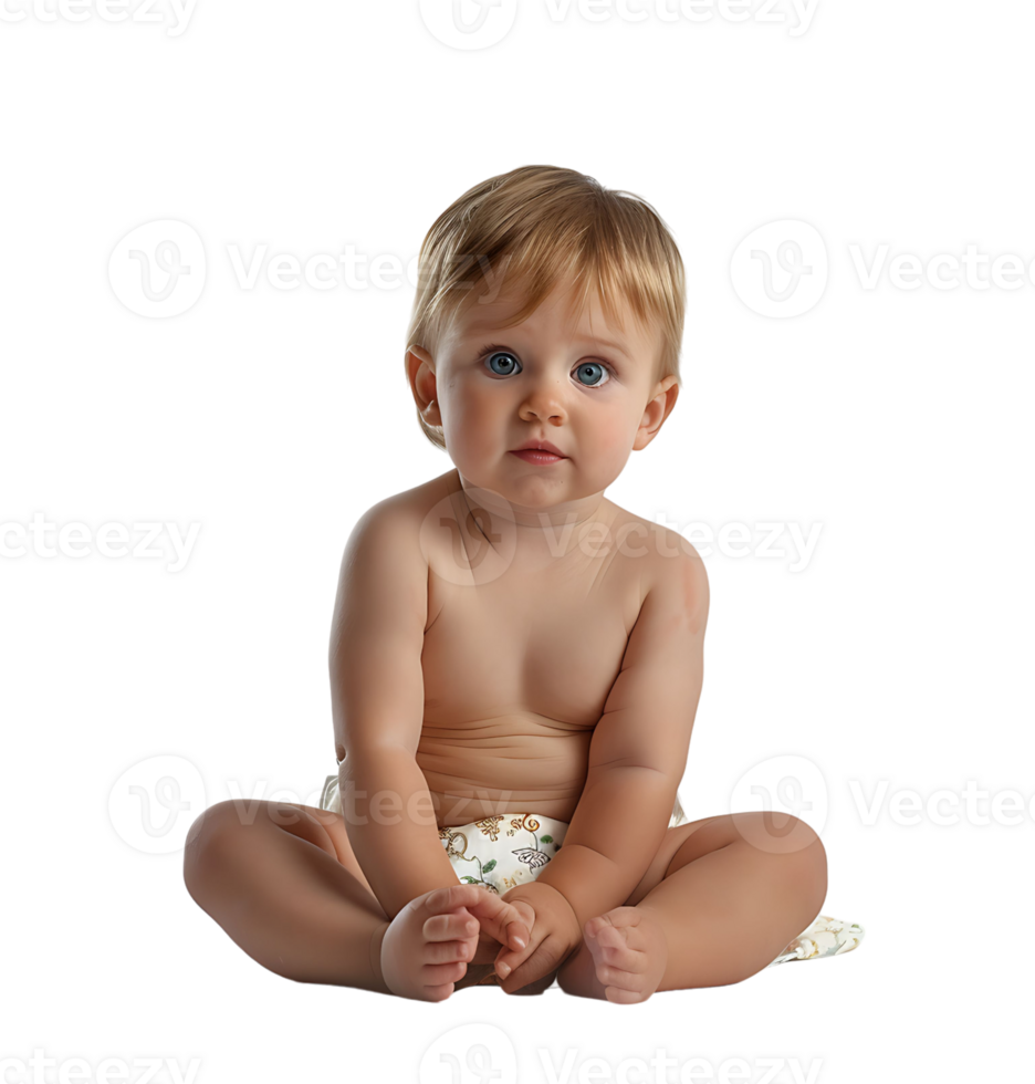 cute baby in Nappy on isolated transparent background png