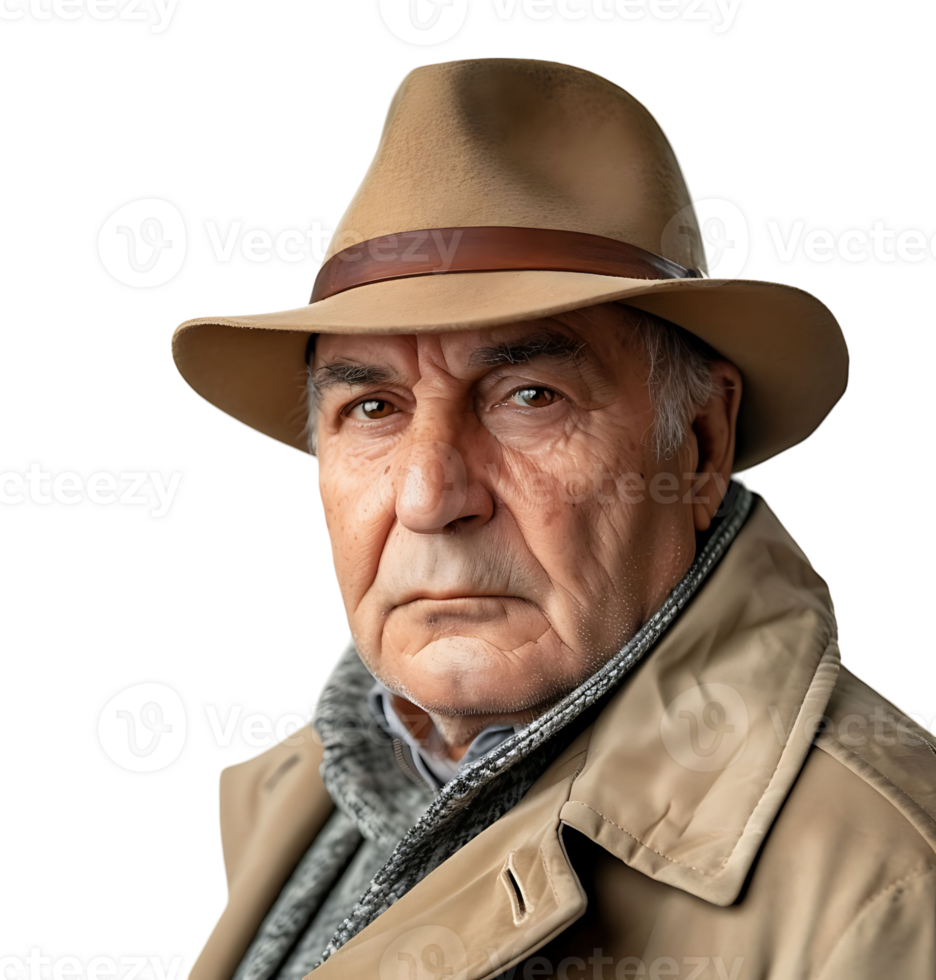 Confident Mature watchman on isolated transparent background png