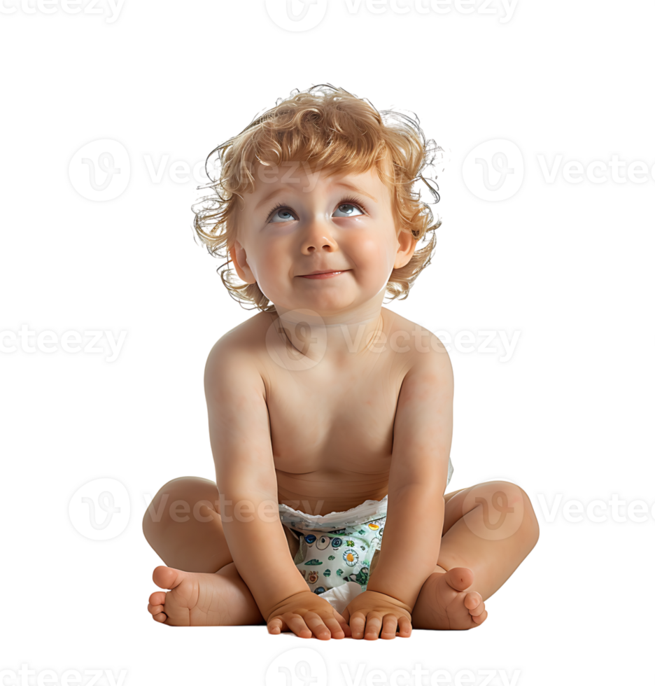cute baby in Nappy on isolated transparent background png