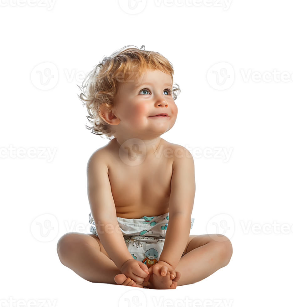 cute baby in Nappy on isolated transparent background png