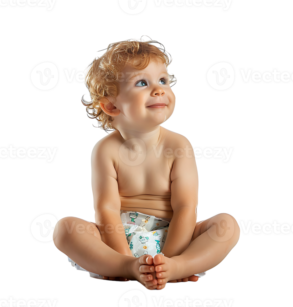 cute baby in Nappy on isolated transparent background png