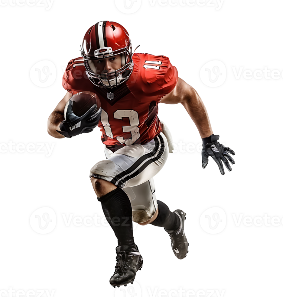 American Football player on isolated transparent background png