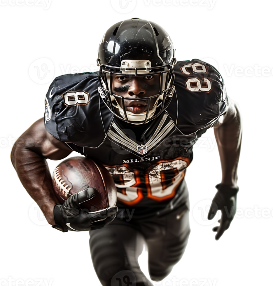 American Football player on isolated transparent background png