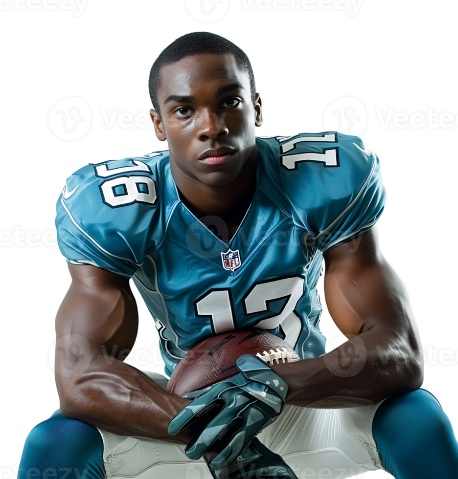 American Football player on isolated transparent background png