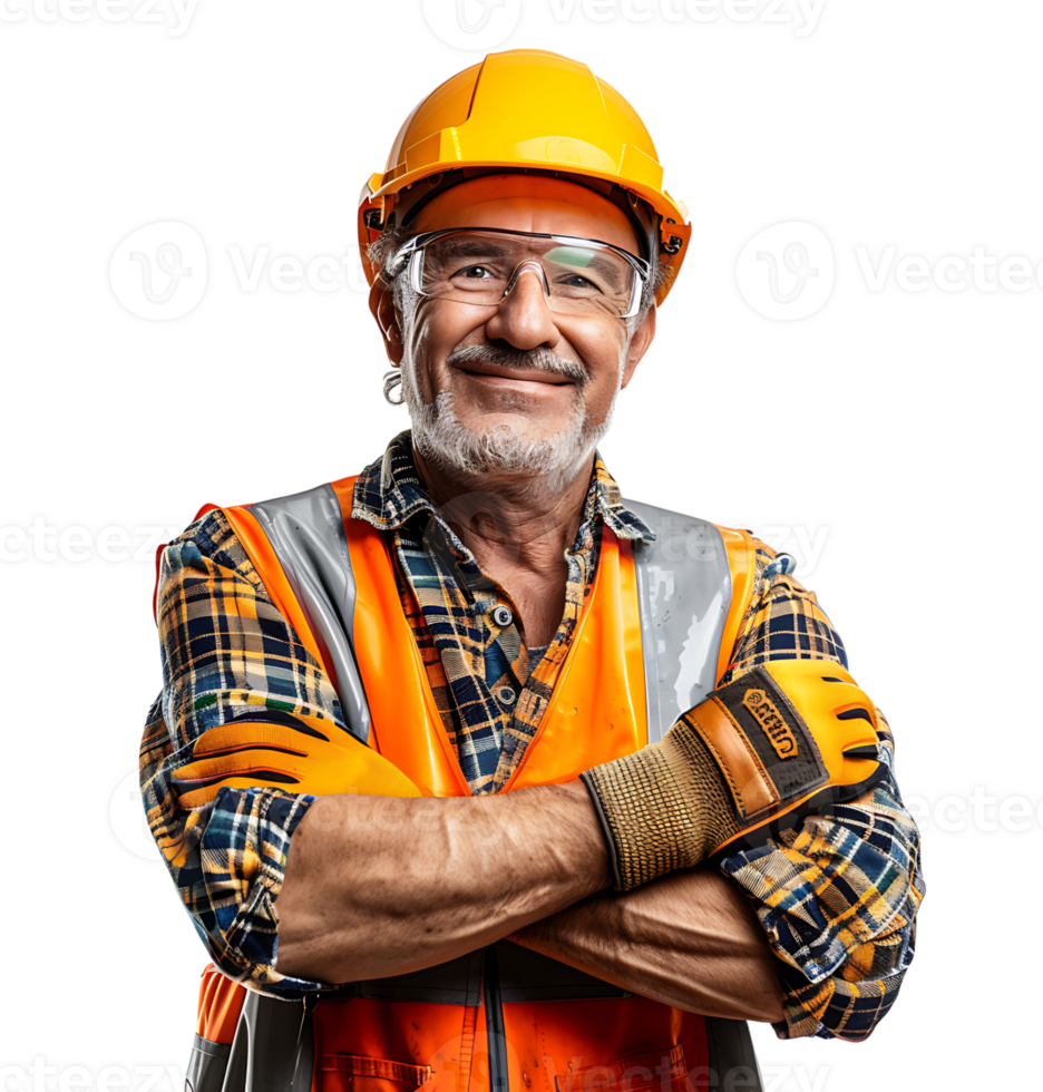 Happy Builder Standing Pleased Posing on isolated transparent background png