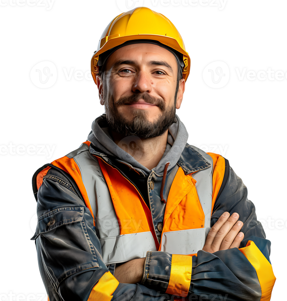 Happy Builder Standing Pleased Posing on isolated transparent background png