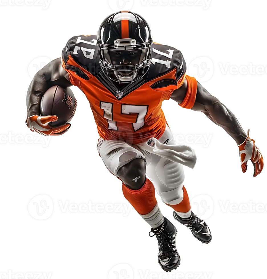 American Football player on isolated transparent background png