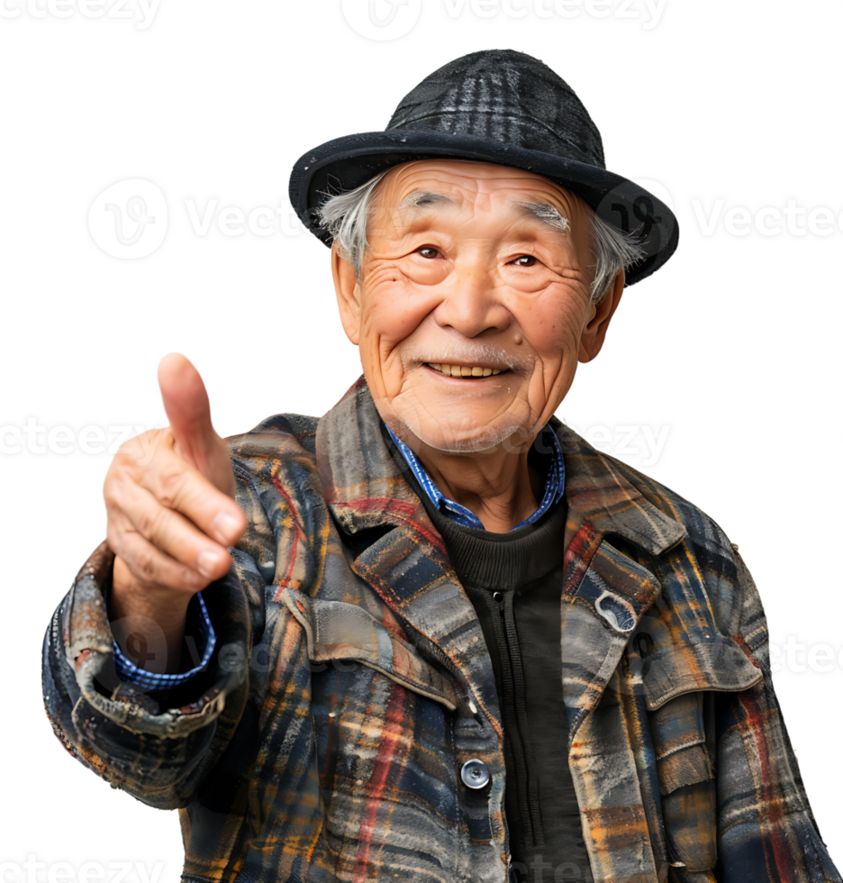 Korean old man gesturing on isolated transparent background png