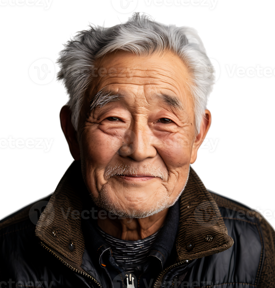 Korean old man gesturing on isolated transparent background png