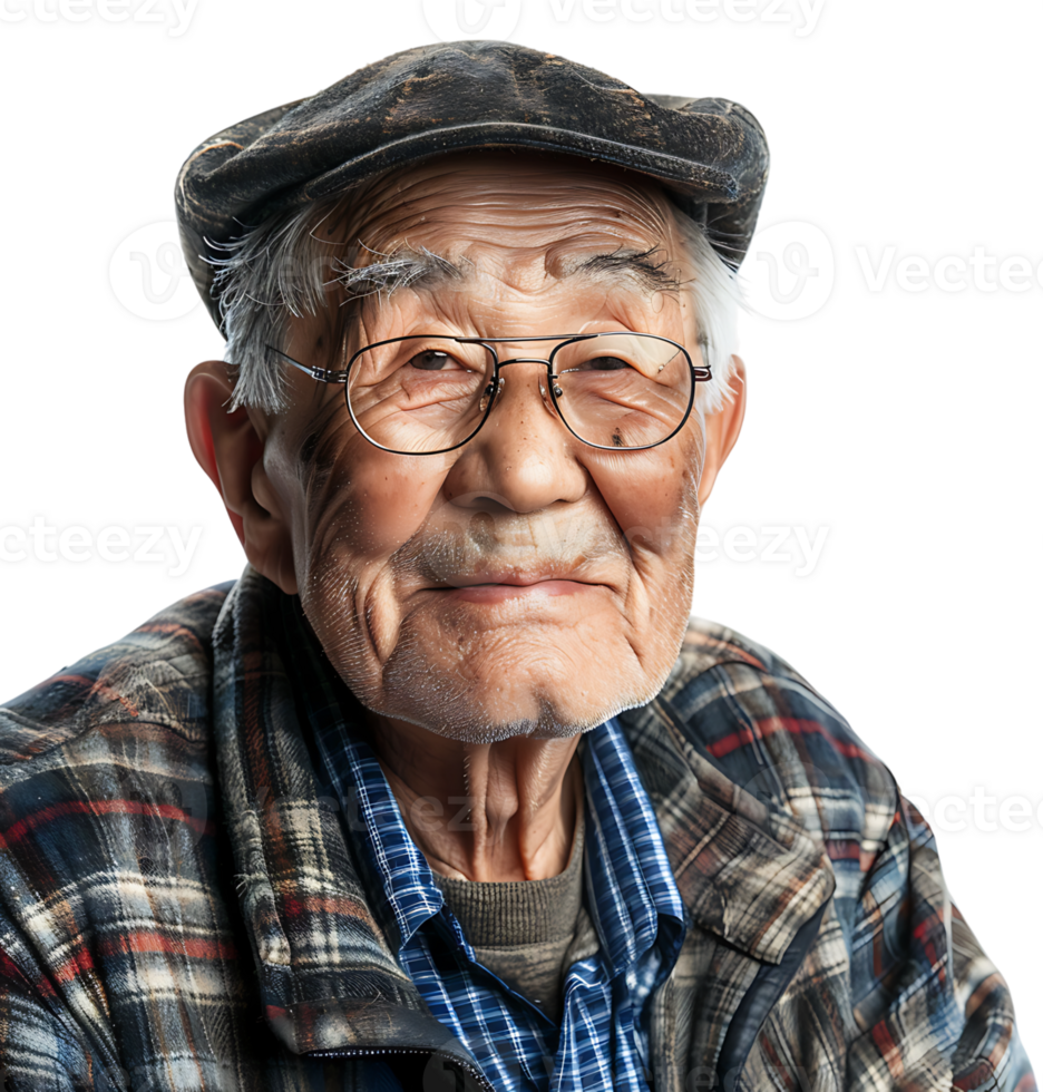 Korean old man gesturing on isolated transparent background png