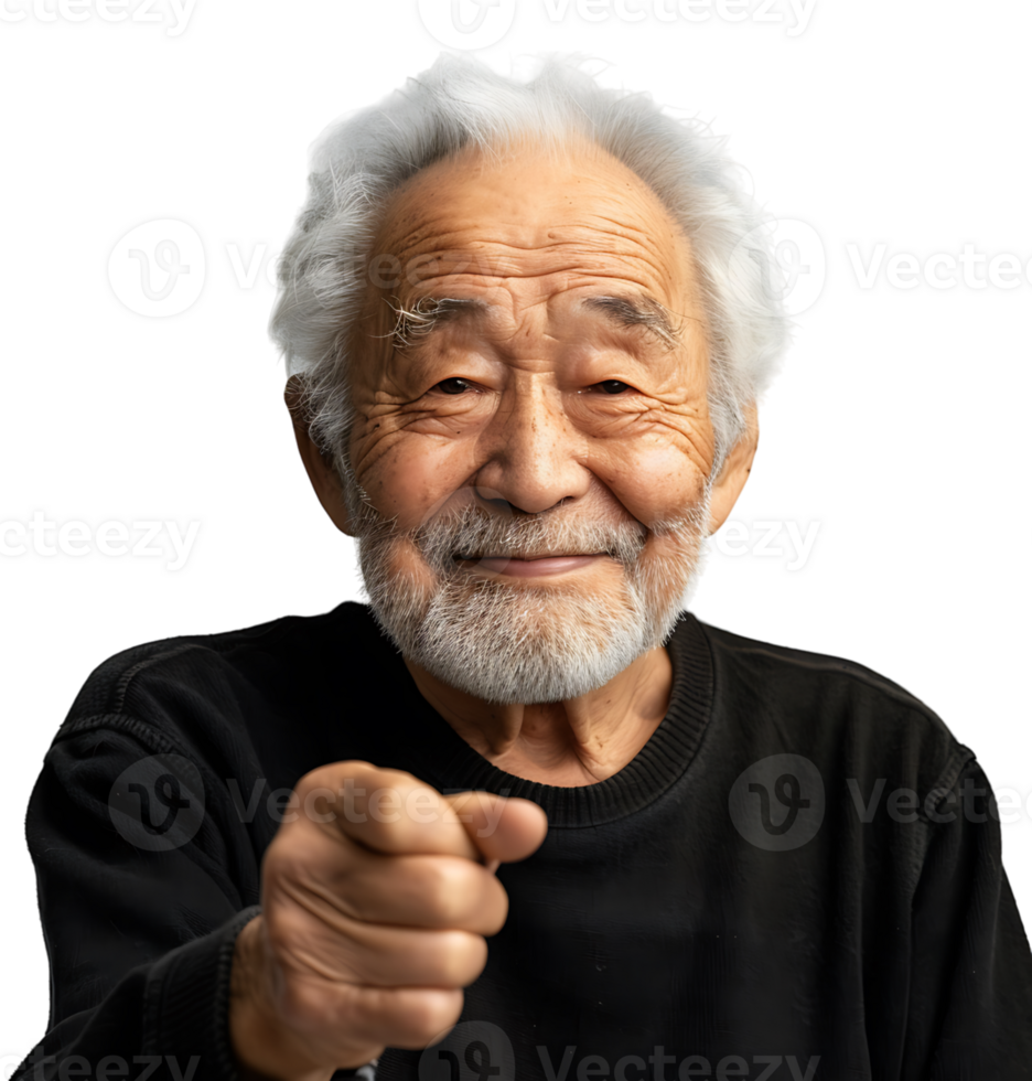 Korean old man gesturing on isolated transparent background png