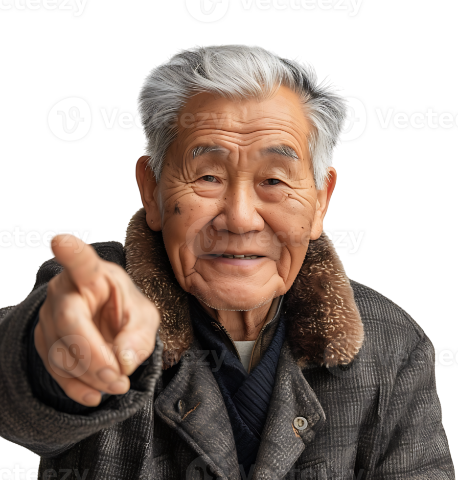 Korean old man gesturing on isolated transparent background png