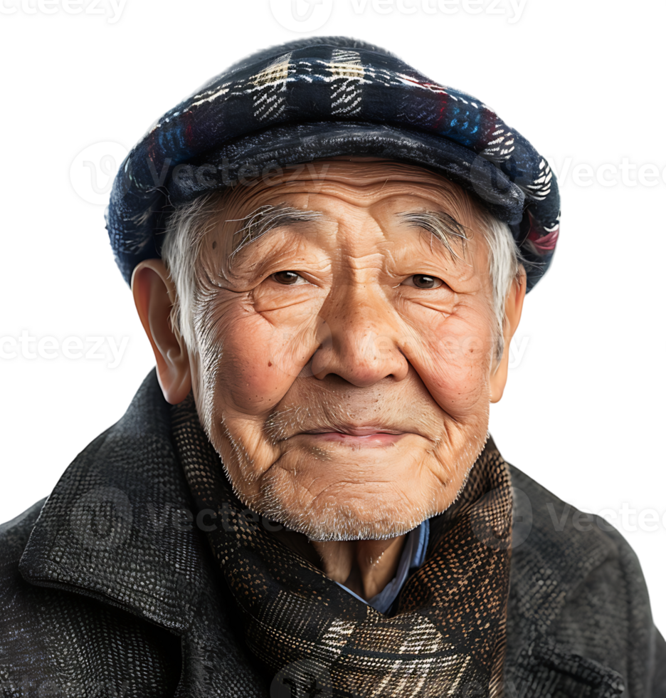 Korean old man gesturing on isolated transparent background png