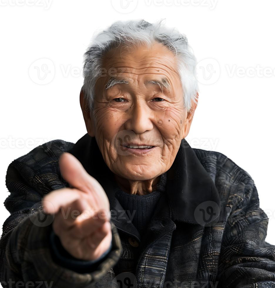 Korean old man gesturing on isolated transparent background png