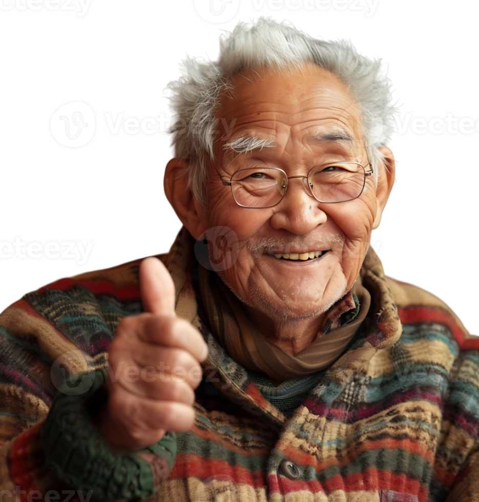 Korean old man gesturing on isolated transparent background png