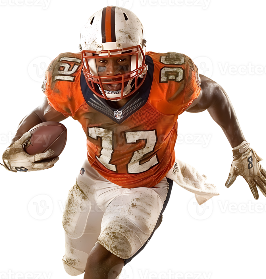 American Football player on isolated transparent background png
