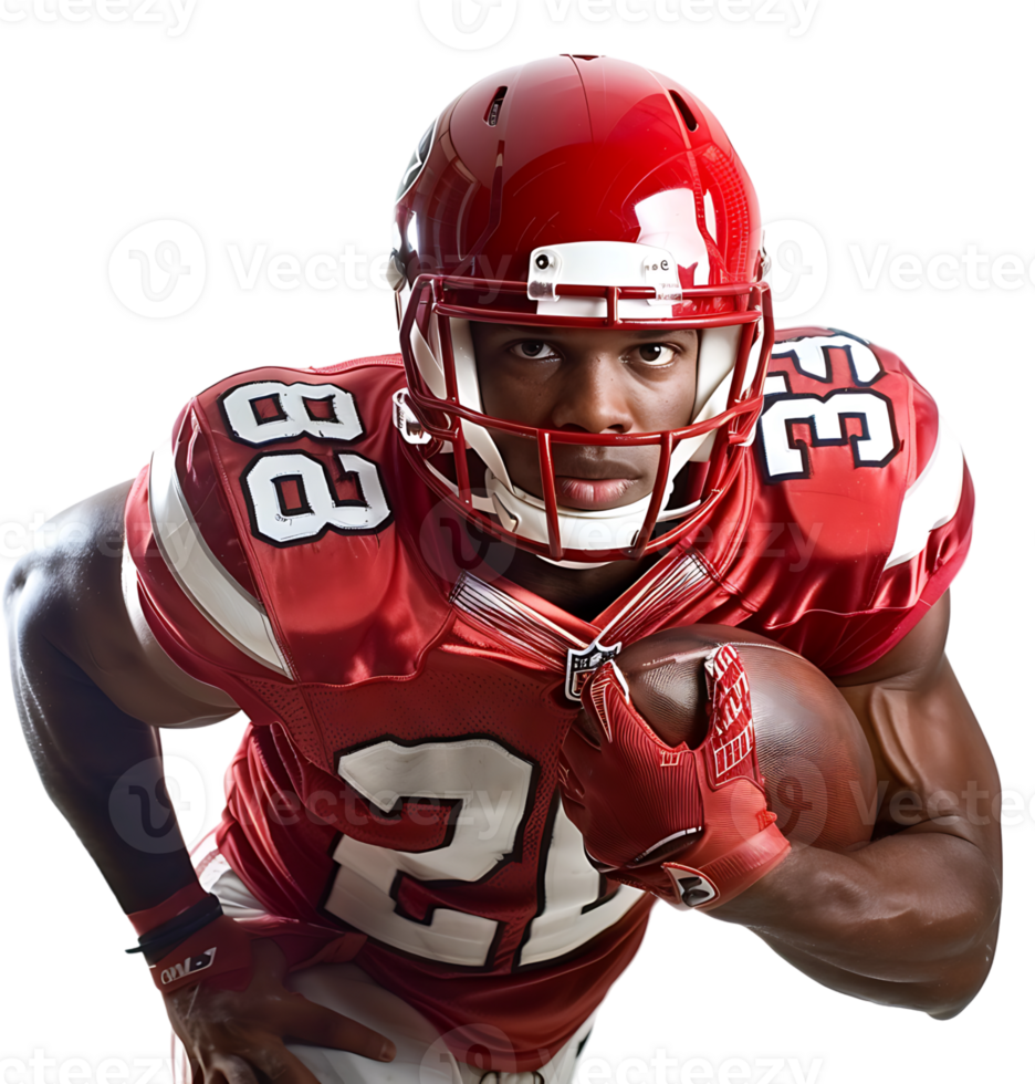 American Football player on isolated transparent background png