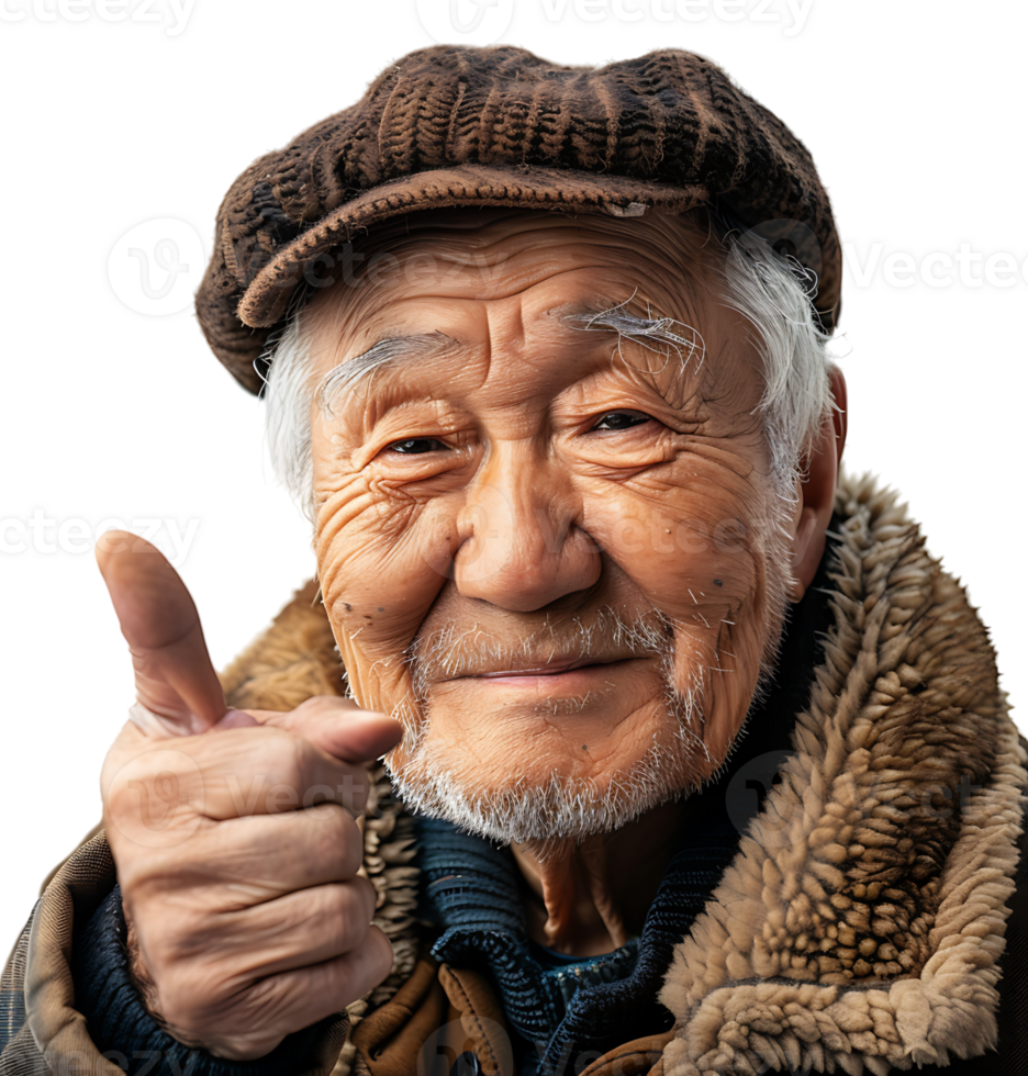 Korean old man gesturing on isolated transparent background png