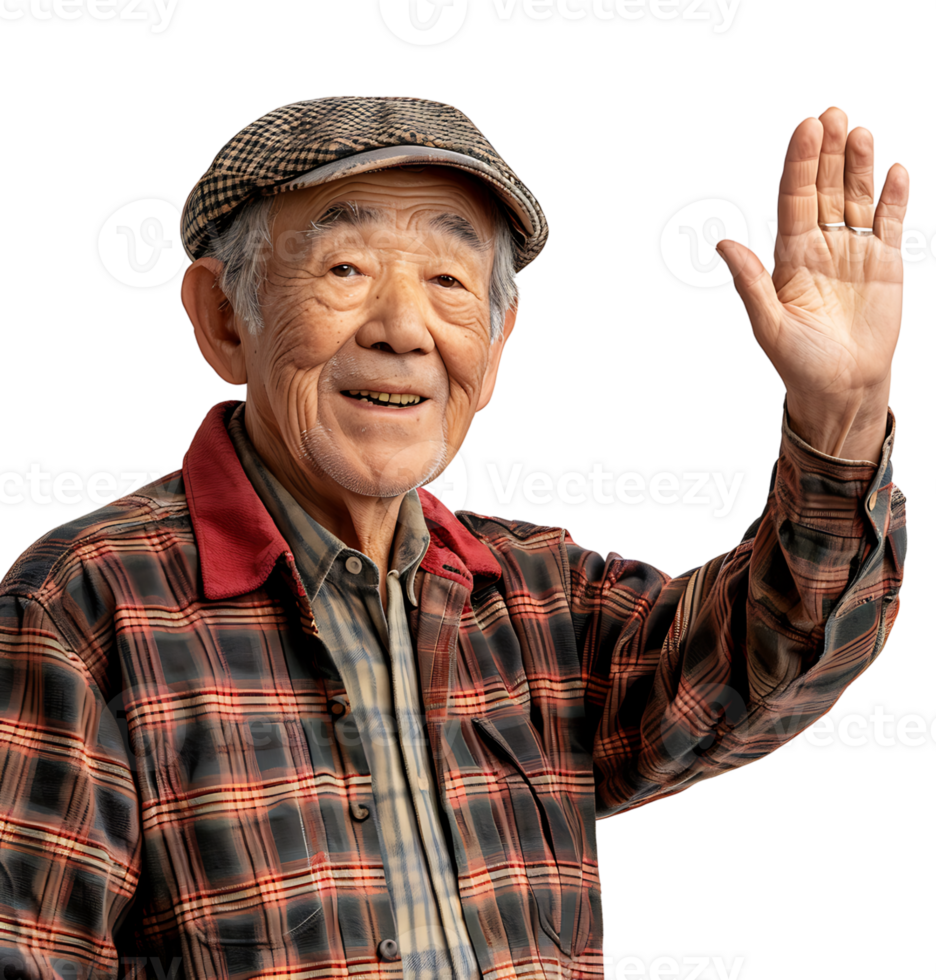 Korean old man gesturing on isolated transparent background png