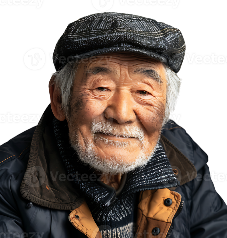 Korean old man gesturing on isolated transparent background png