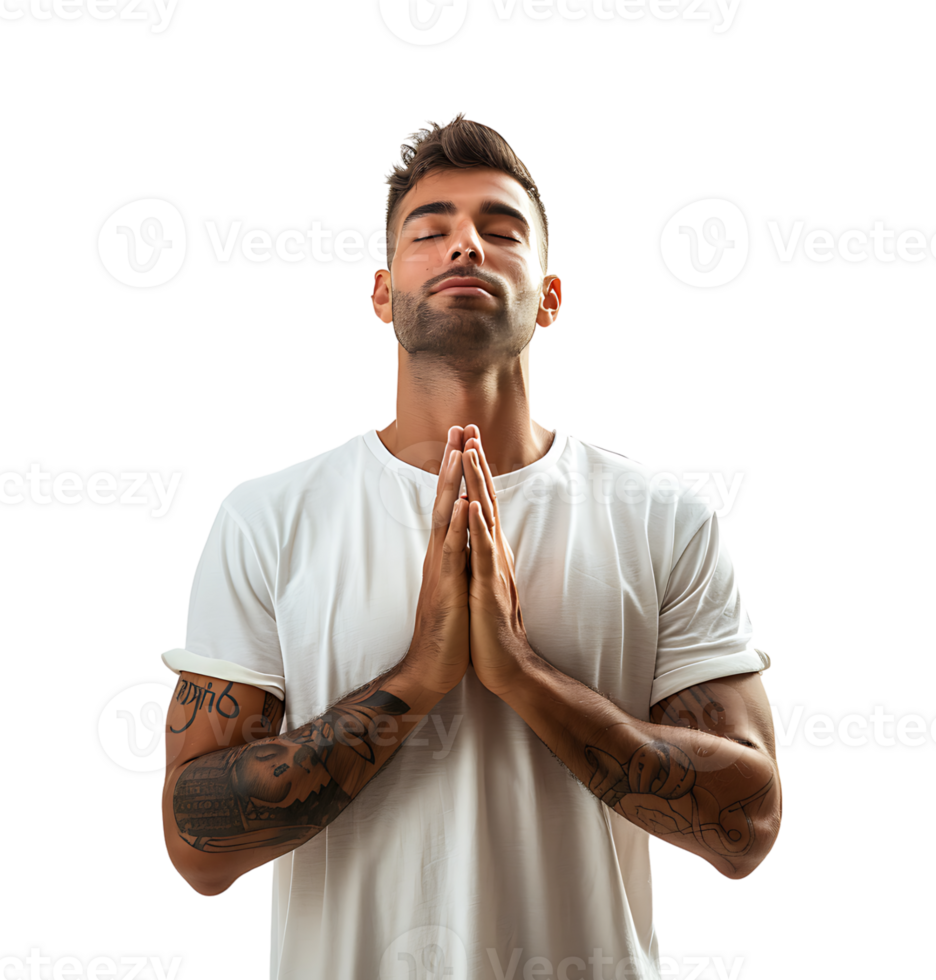 A man doing yoga on isolated transparent background png