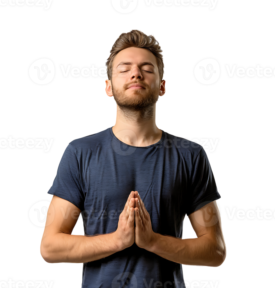 A man doing yoga on isolated transparent background png