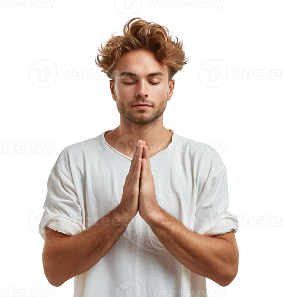 A man doing yoga on isolated transparent background png