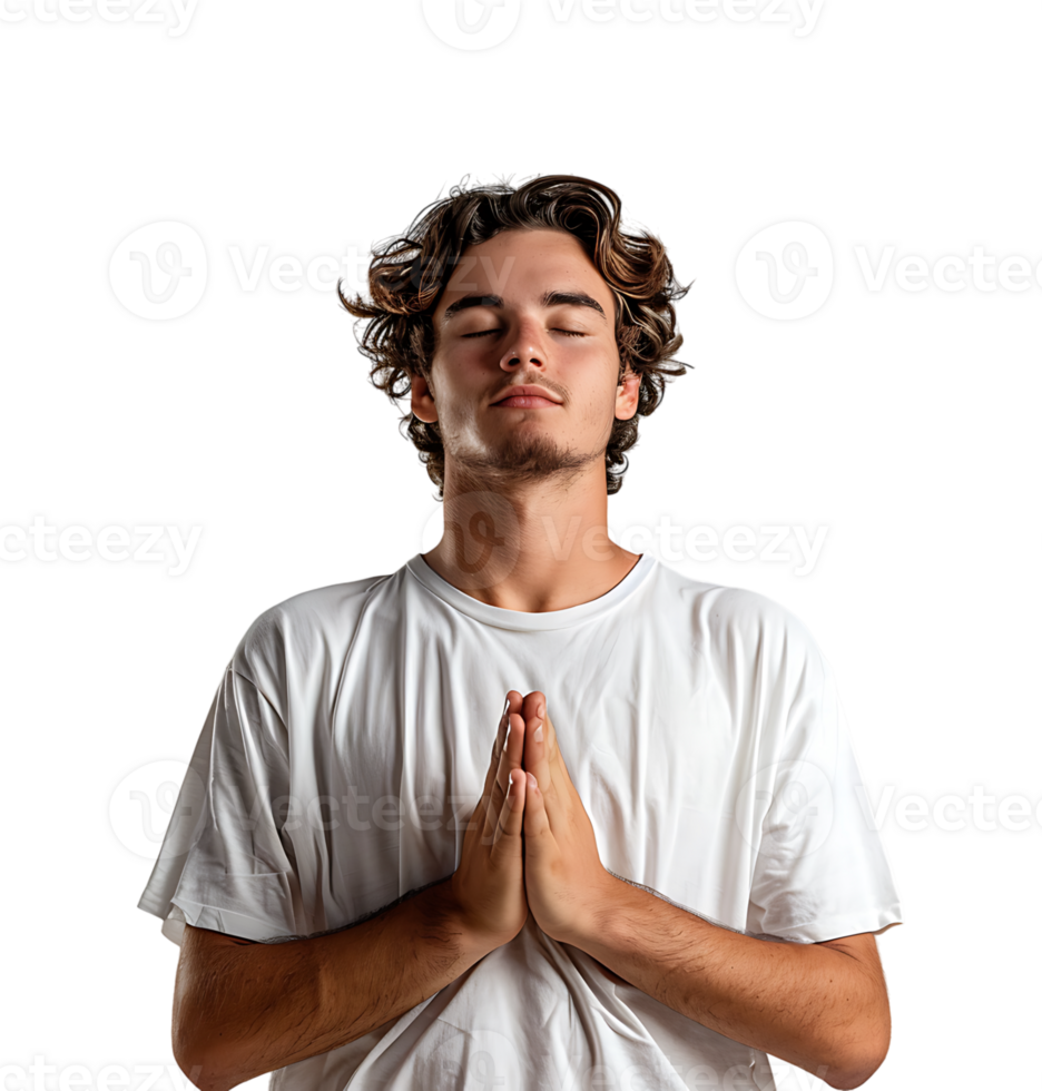 A man doing yoga on isolated transparent background png